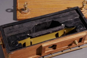 Interior of 120 camera loaded with film 